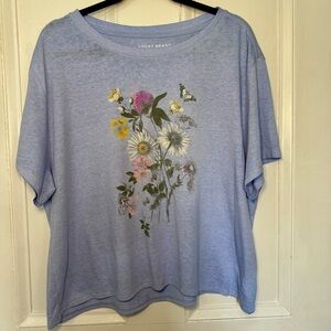 Lucky Brand Blue Heather Floral Graphic Tee - Size XXL